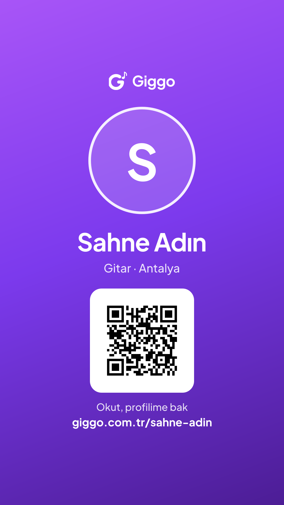 Giggo Sahne Kartı örneği